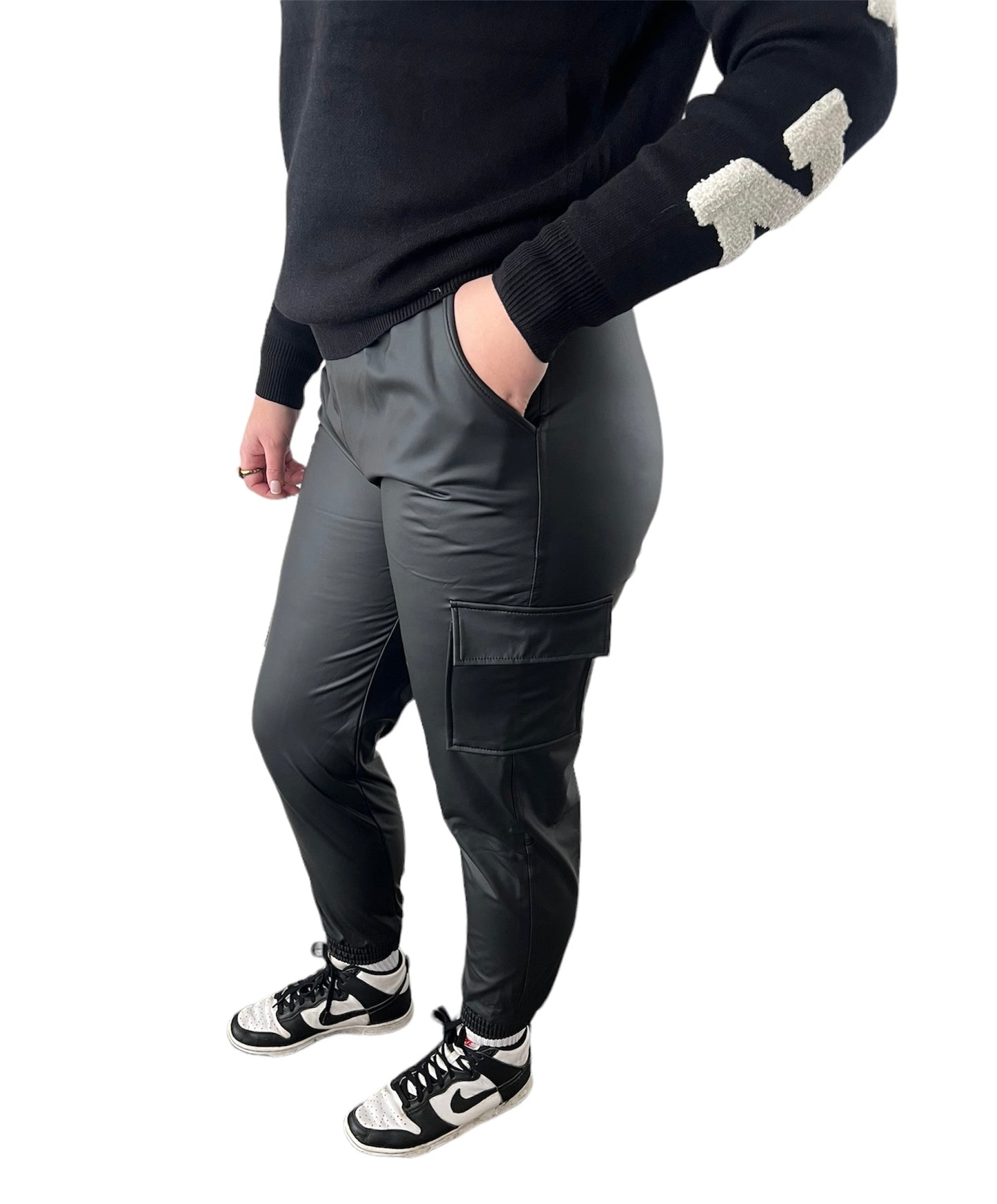 Broek leather cargo