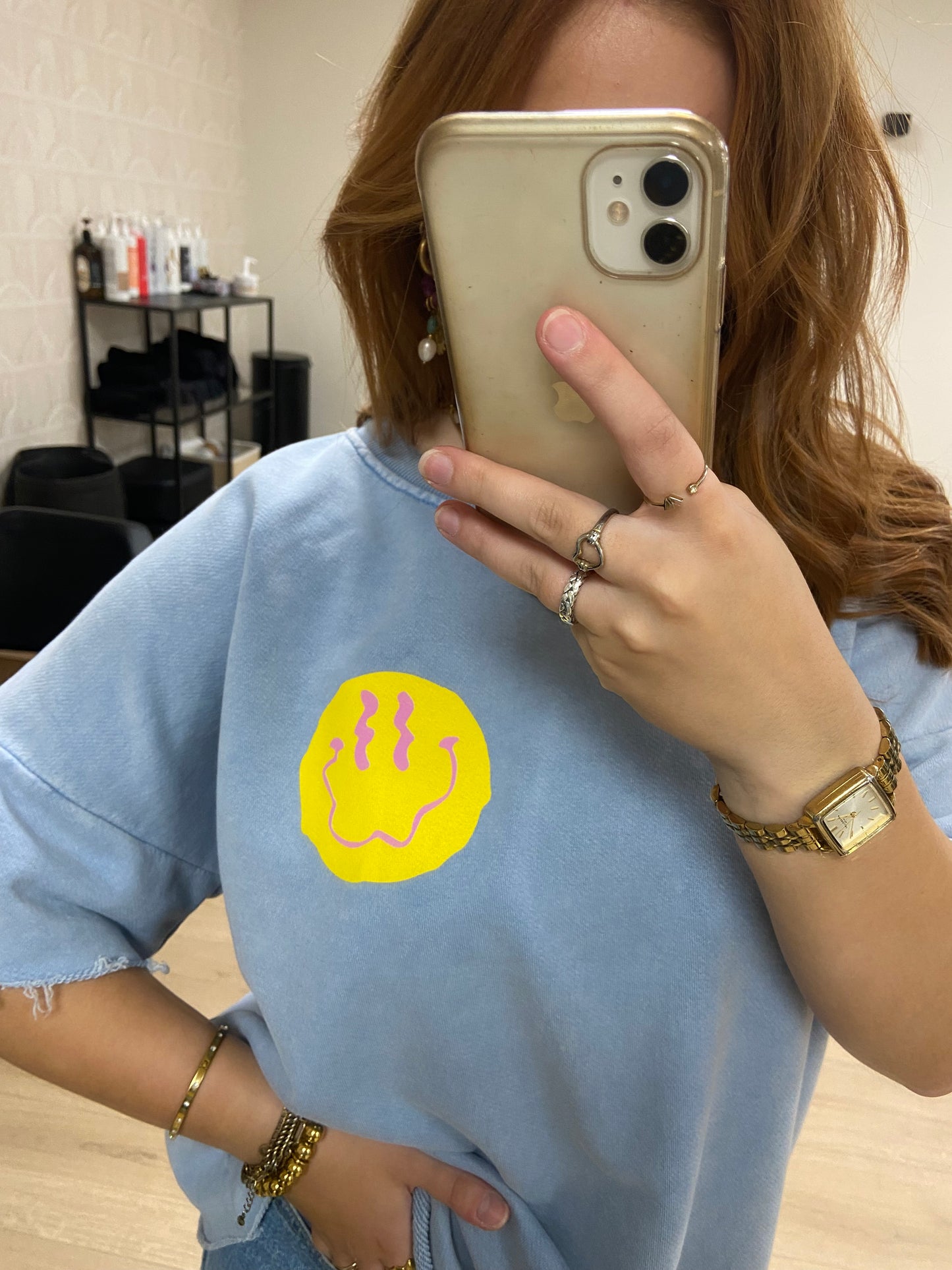Shirt Smile print blauw