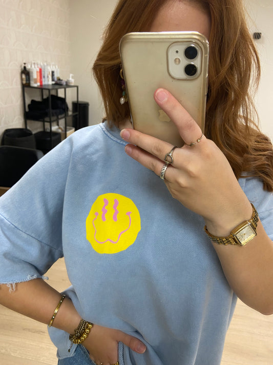 Shirt Smile print blauw