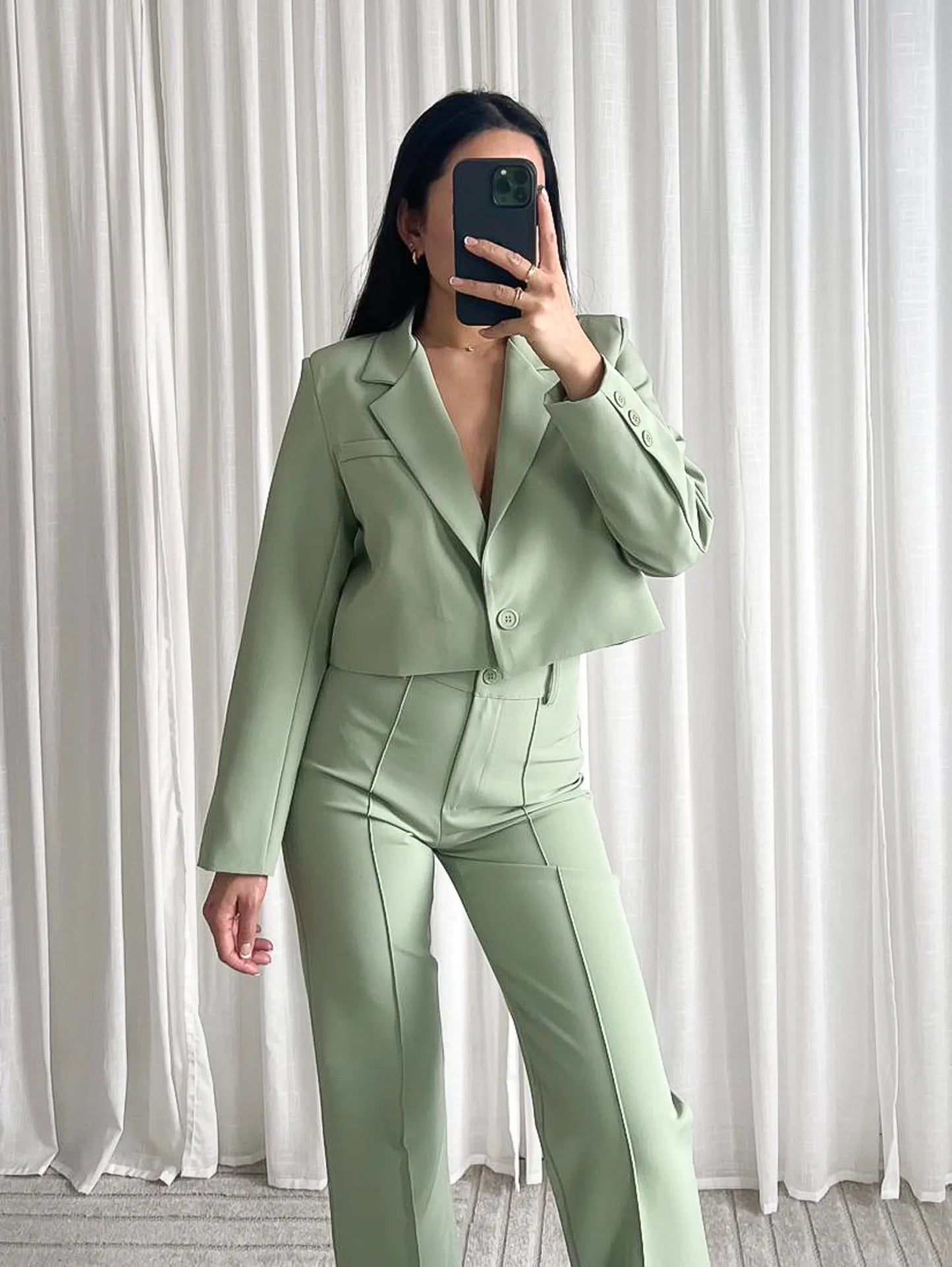 Cropped Blazer Green